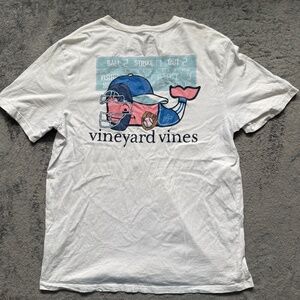 Men’s Large Vineyard Vines Catcher Whale Short Sleeve Graphic Pocket Tee White